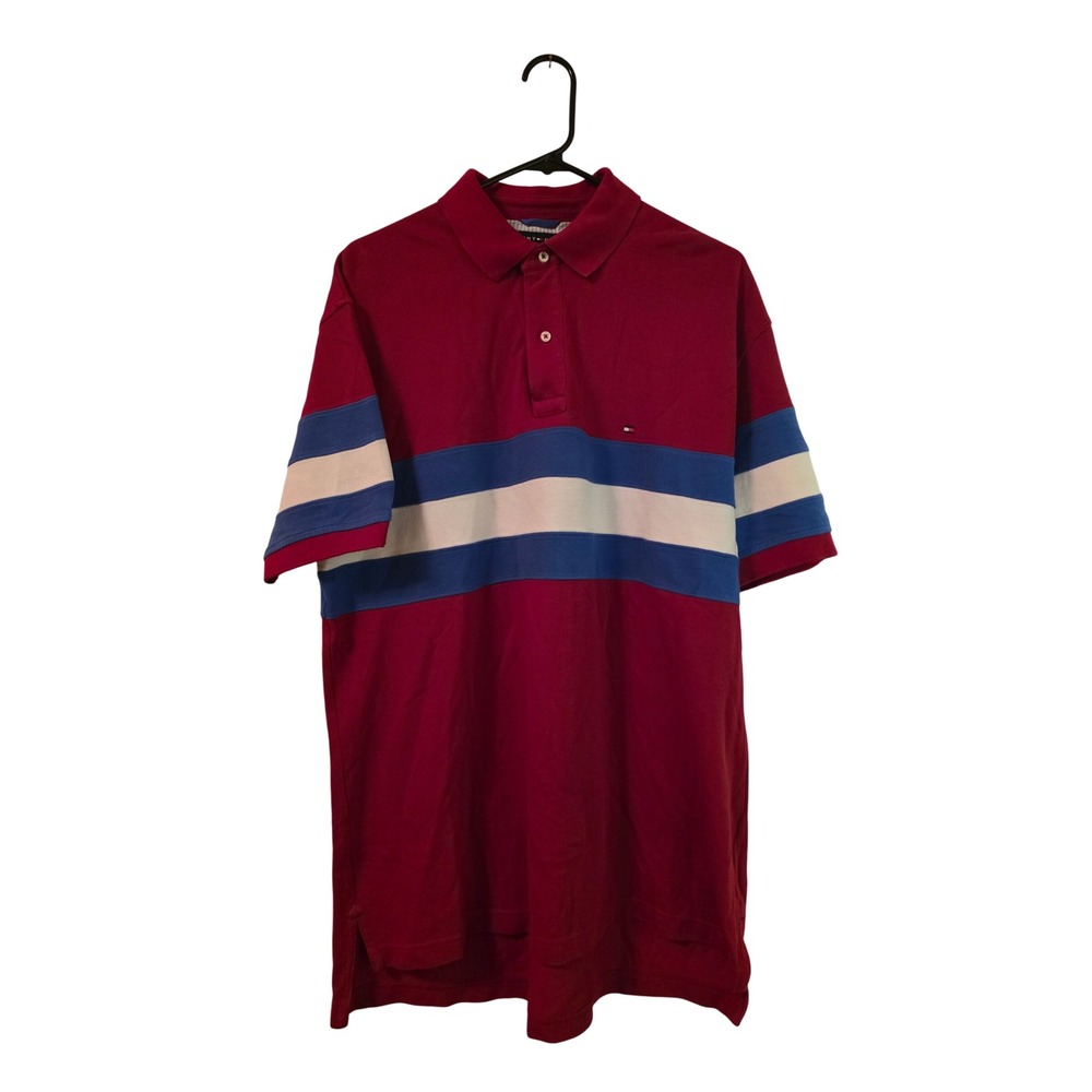 Tommy Hilfiger Polo Shirt Color Block Striped Casual Top Mens Size L‎